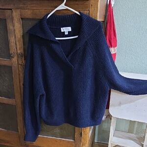 Free Assembly Shaul Collar Navy Blue Women's Sweater XL